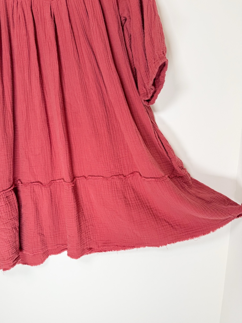 Women's Red Gauze Peasant Tunic Top - Picture 4 of 5